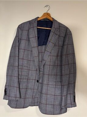 Sid Mashburn Burgundy Gray Plaid Houndstooth Cotton Blend Virgil No2 Jacket 52/R